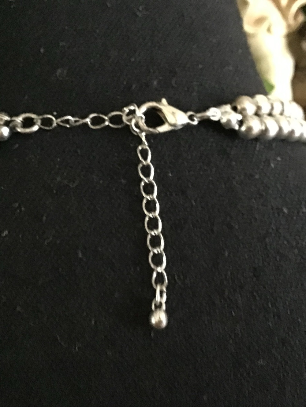 Silver Cross Pendant Necklace with Teal Inlay and Crystal Accents - Picture 5 of 5
